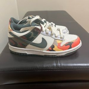 Camo multi colored nike dunks